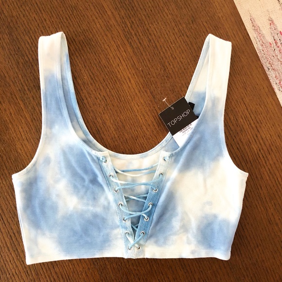TOPSHOP lace up tie dyed crop top festival fashion - Picture 2 of 8